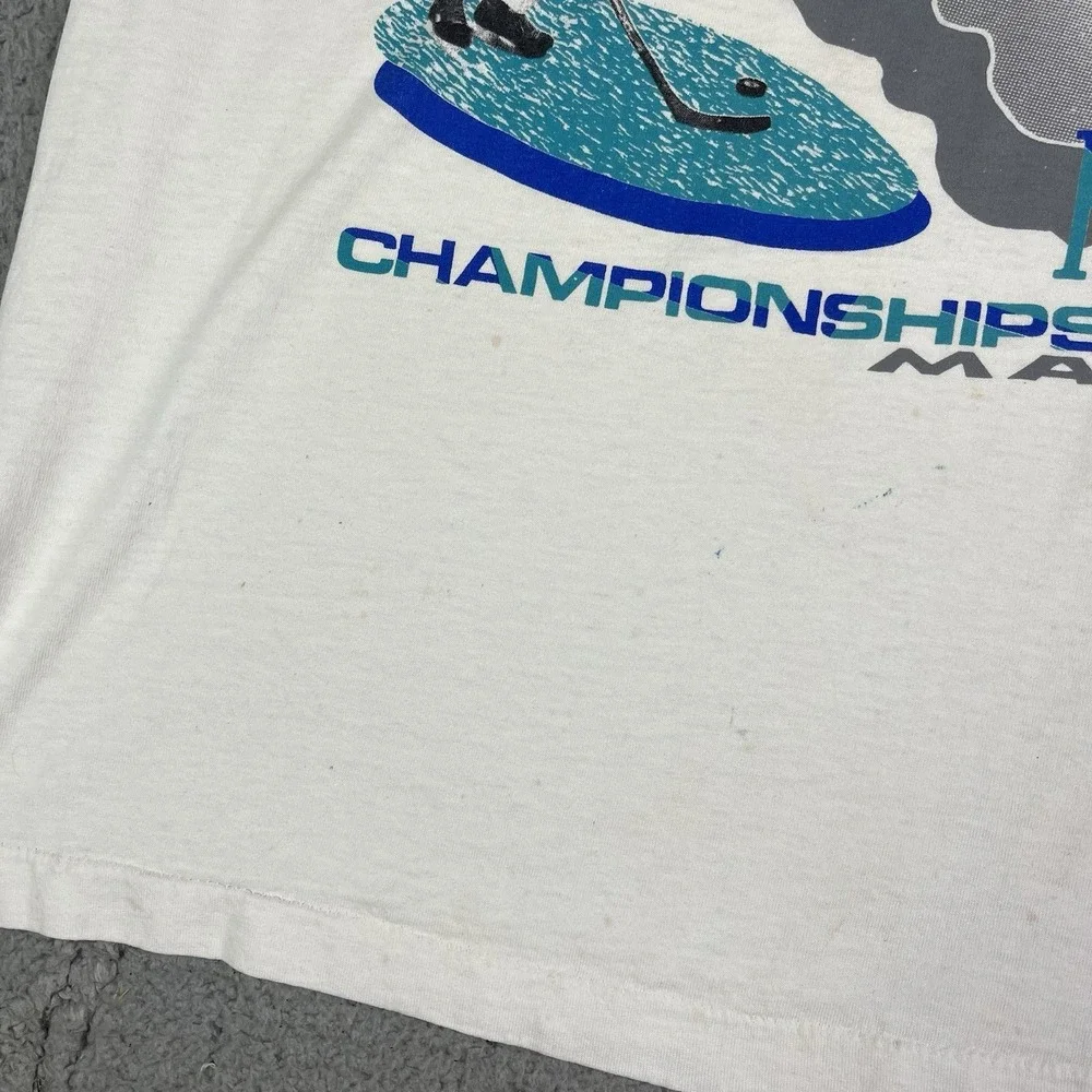 Vintage 90s Wisconsin Hockey High School State Tournament T Shirt WIAA‎ Rare XL
